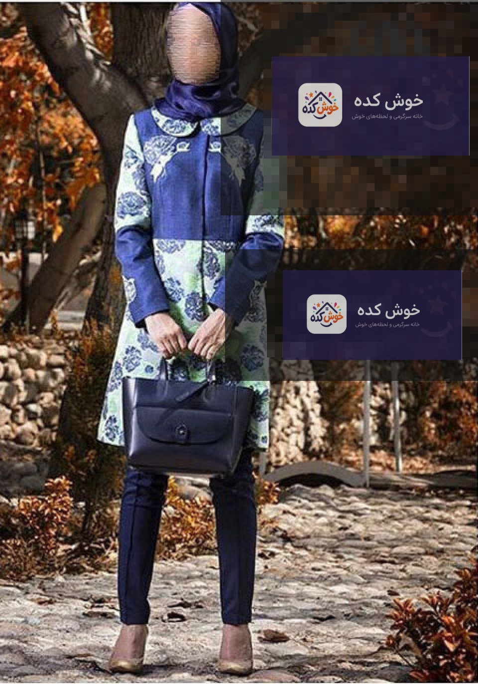 مدل مانتو مجلسی دوهه برای نوروز، مانتو بلند مشکی با طرح‌های طلایی و آستین‌های پف‌دار، مناسب مهمانی
