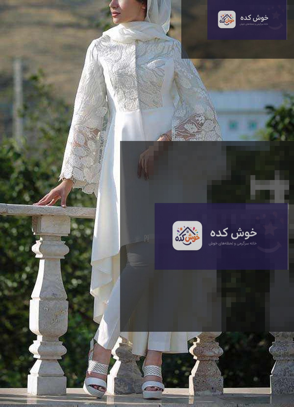 مدل مانتو نامزدی و عروس با پارچه کرپ سفید و تزئینات مرواریدی، بسیار شیک و خاص