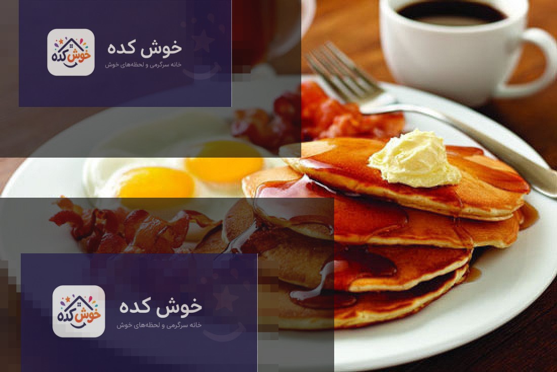 پنکیک خانگی با میوه و عسل پنکیک خانگی خوشمزه با میوه و عسل، مناسب صبحانه یا عصرانه