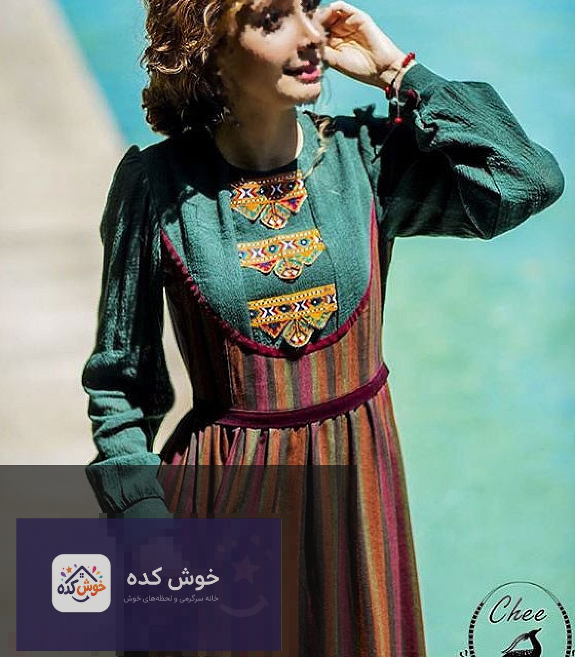 مدل مانتو سنتی Chee، مانتوی بلند دخترانه با طرح‌های بته‌جقه و گلدوزی‌های ظریف، الهام گرفته از هنر ایرانی