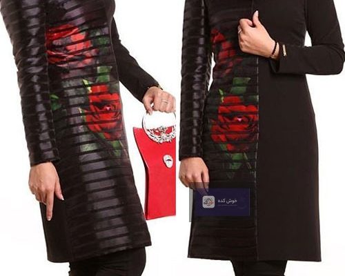 مدل مانتو رسمی و شیک زنانه چومس با طراحی مدرن و رنگ مشکی، مناسب برای مجالس و محیط کار