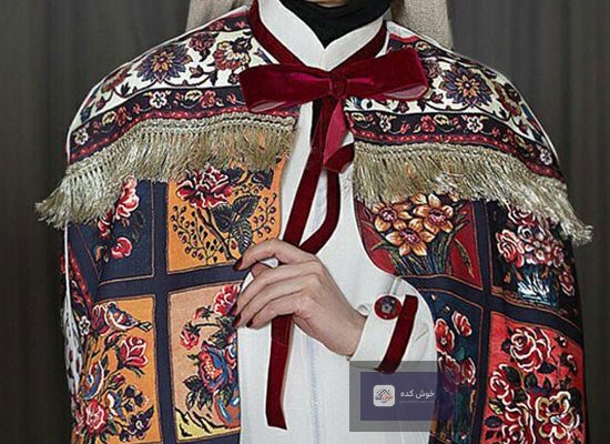 مانتو شنلی مجلسی مشکی با گلدوزی طلایی، طراحی ماریا بشیریان