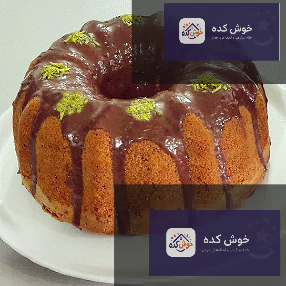 کیک شکلاتی با سس مخملی و تزیین توت فرنگی و پودر کاکائو، مناسب برای جشن‌ها و مهمانی‌ها