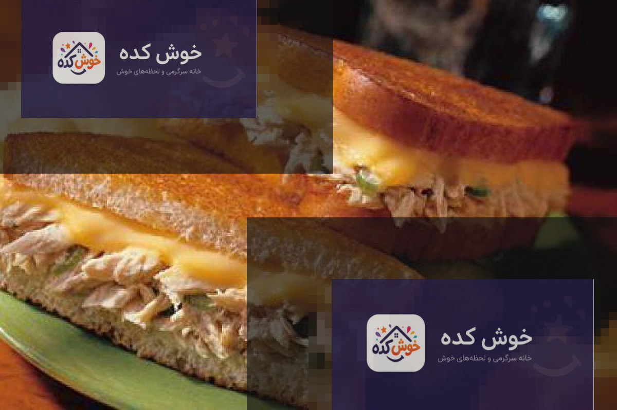 نمای نزدیک از اسنک تن ماهی برش خورده با بافتی جذاب و مواد میانی تازه، آماده سرو