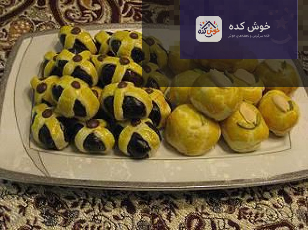 دست پیچ خرما مجلسی دست پیچ خرما مجلسی با تزیین پودر پسته و گل محمدی، مناسب برای پذیرایی و سفره افطار