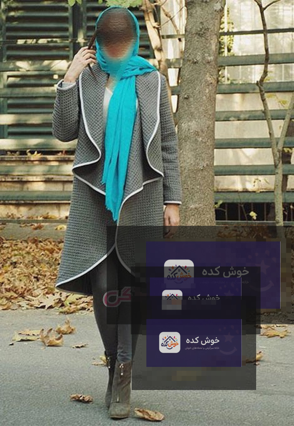 مدل مانتو زمستانی و پاییزه بلند و شیک زنانه، با طرح چهارخانه درشت و یقه انگلیسی، مناسب برای هوای سرد