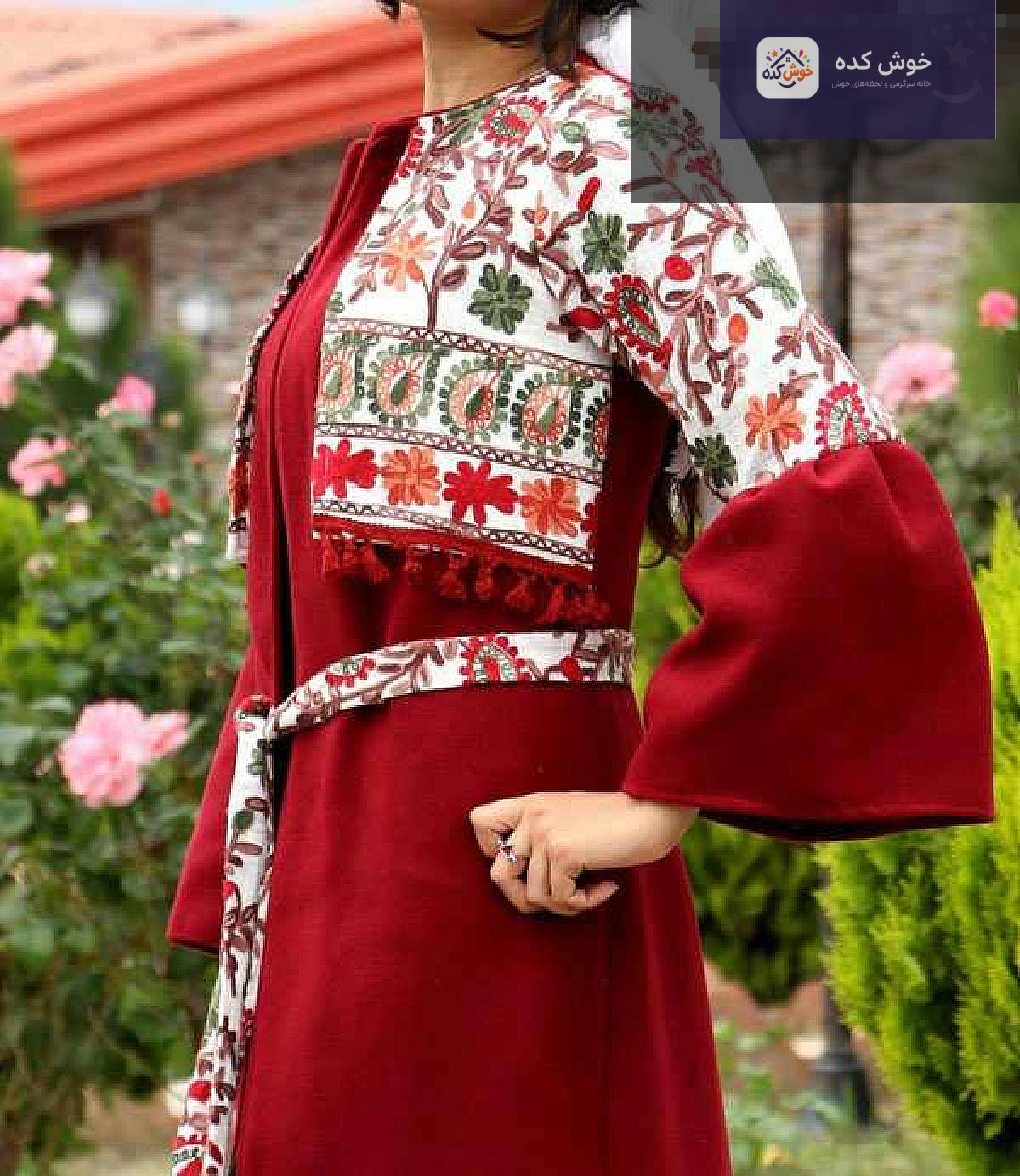 مدل مانتو سنتی مجلسی عید با جزئیات کار شده و آستین‌های پفی، انتخابی خاص برای جشن‌ها و مهمانی‌ها
