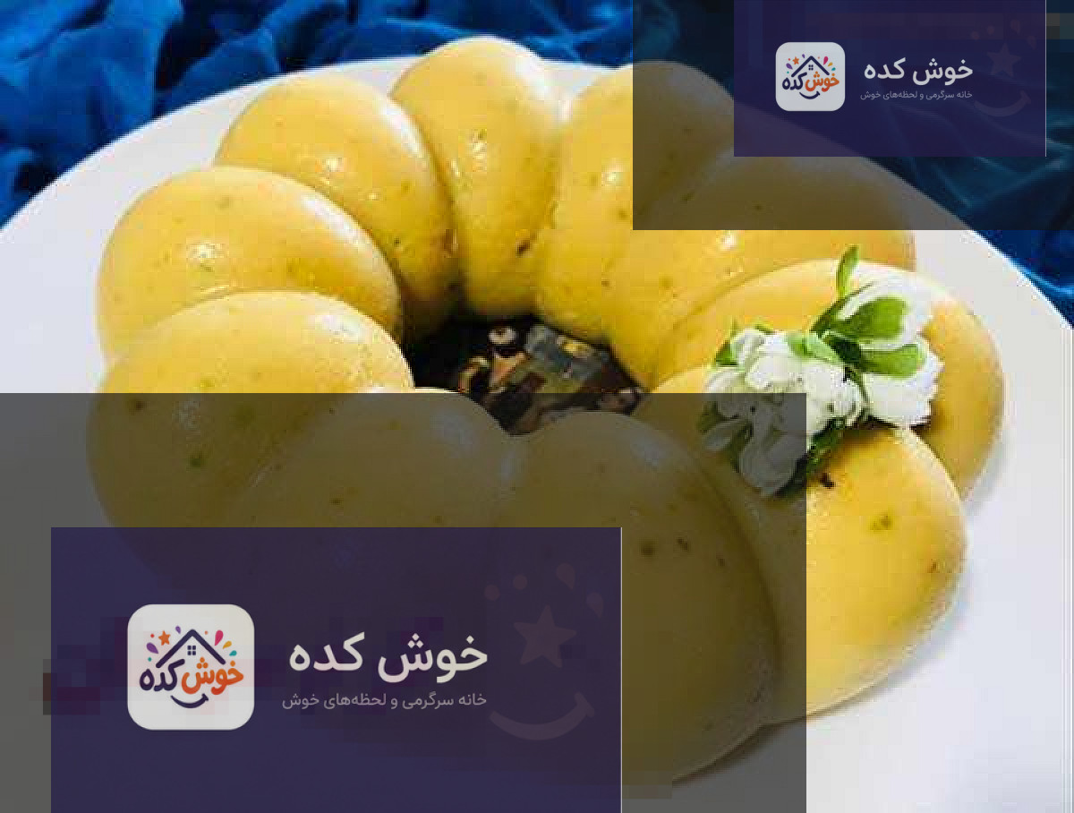کرم سوهان زعفرانی با تزئین پودر پسته و گل محمدی، مناسب برای افطار ماه رمضان