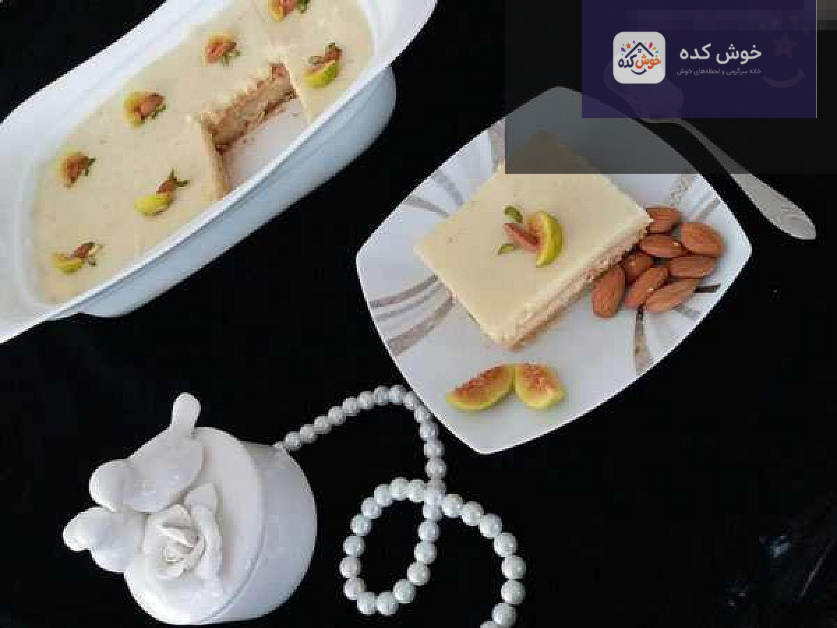 کیک بیسکویتی محلبی انجیری بدون نیاز به فر، لایه لایه با بیسکویت، کرم محلبی و تزیین انجیر تازه