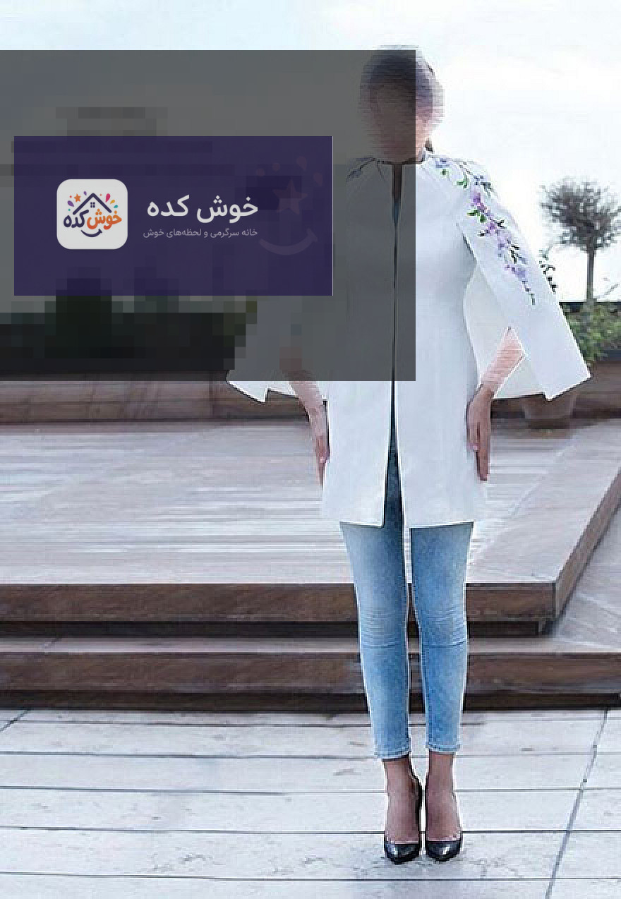 مانتو مجلسی بلند طرحدار مانتو مجلسی بلند با پارچه طرحدار و آستینهای کلوش، مناسب برای استایل شیک عید