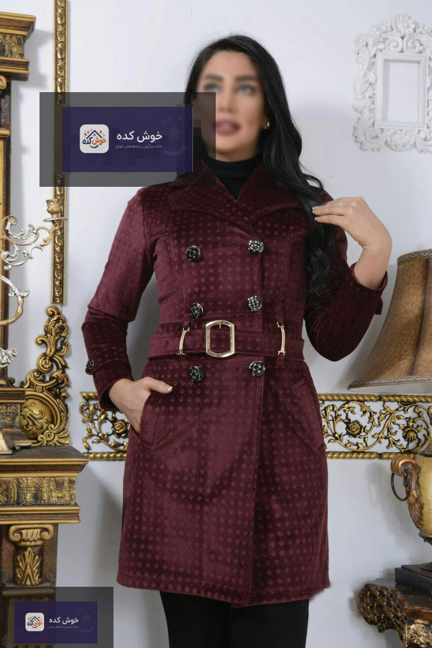 مانتو پاییزی مخمل لوکس مدل مانتو پاییزی مخمل با طراحی لوکس و رنگهای تیره، مناسب برای مجالس و مهمانیهای خاص