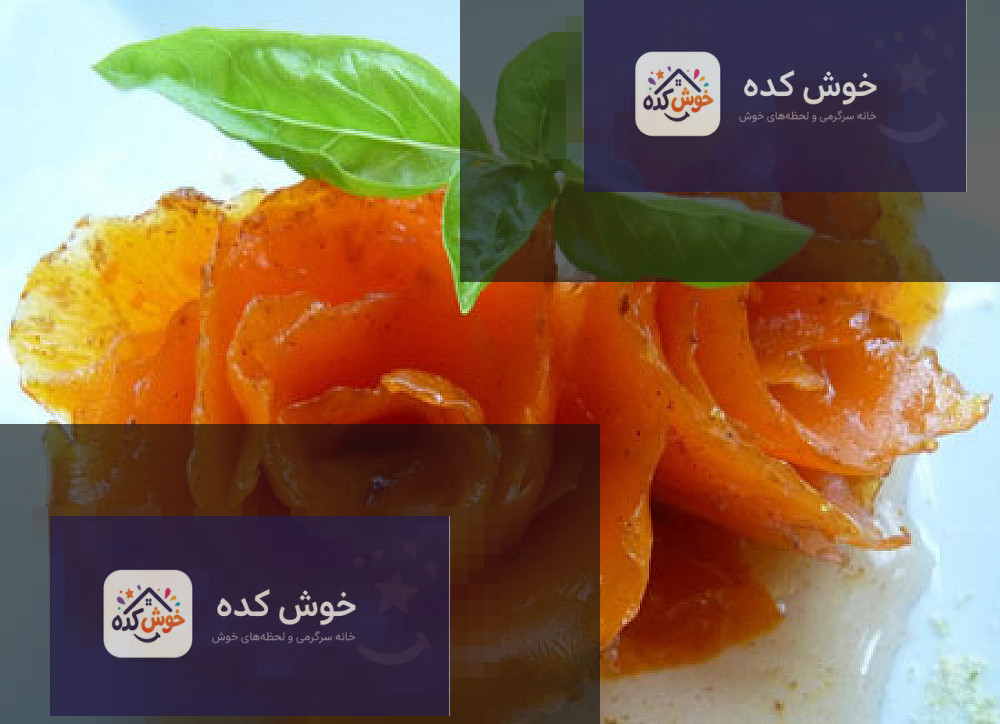 مربای هویج رز مجلسی مربای هویج مجلسی به شکل گل رز در شربت غلیظ و شفاف، آماده سرو