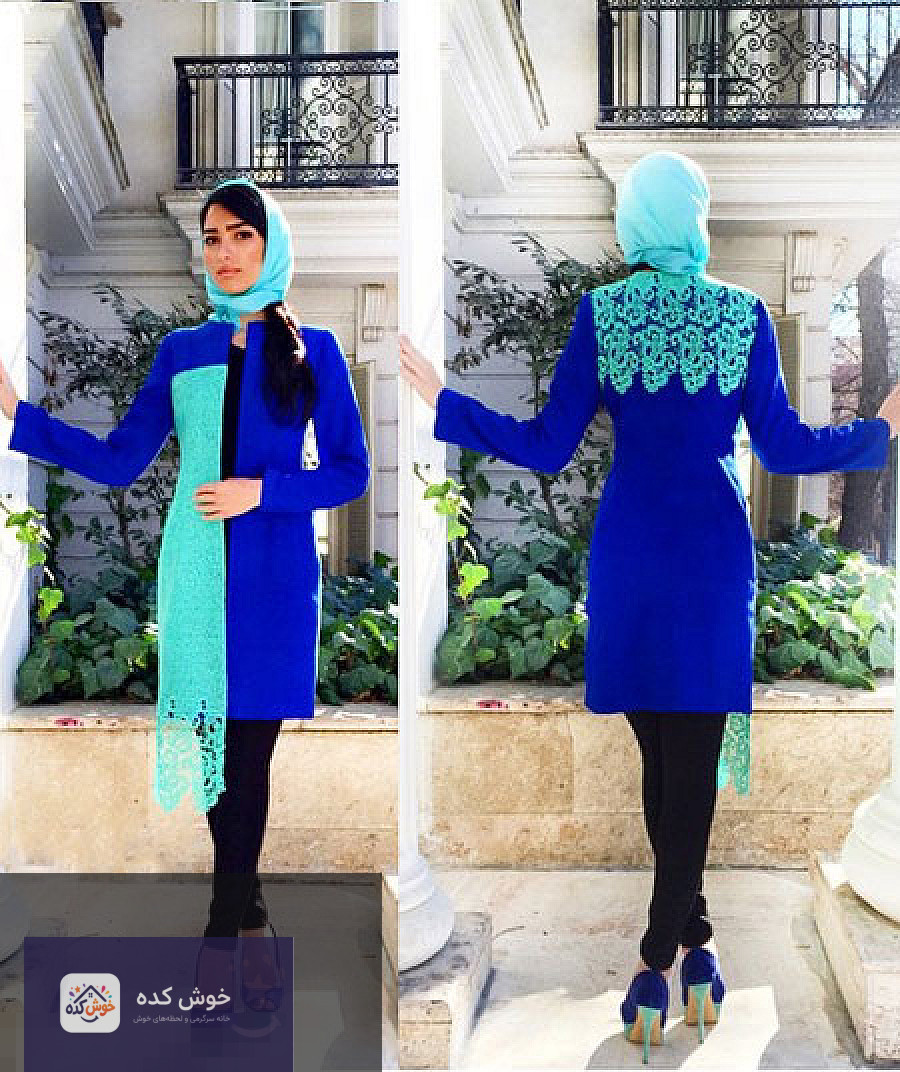 مدل مانتو پاییزه لودی با طرح چهارخانه و رنگ‌های گرم، مناسب برای استایل شیک و مدرن در فصل خزان