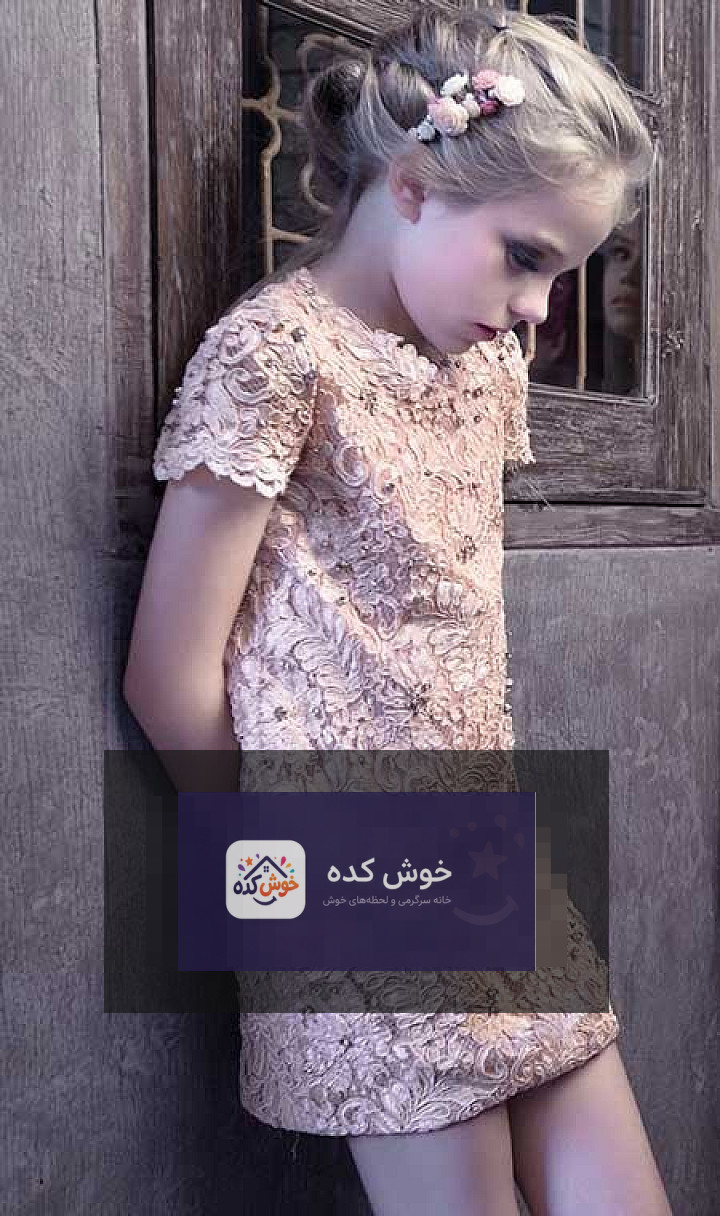 پیراهن مجلسی بچگانه Mischka Aoki با طرح گل‌های برجسته و دامن تور، رنگ صورتی ملایم