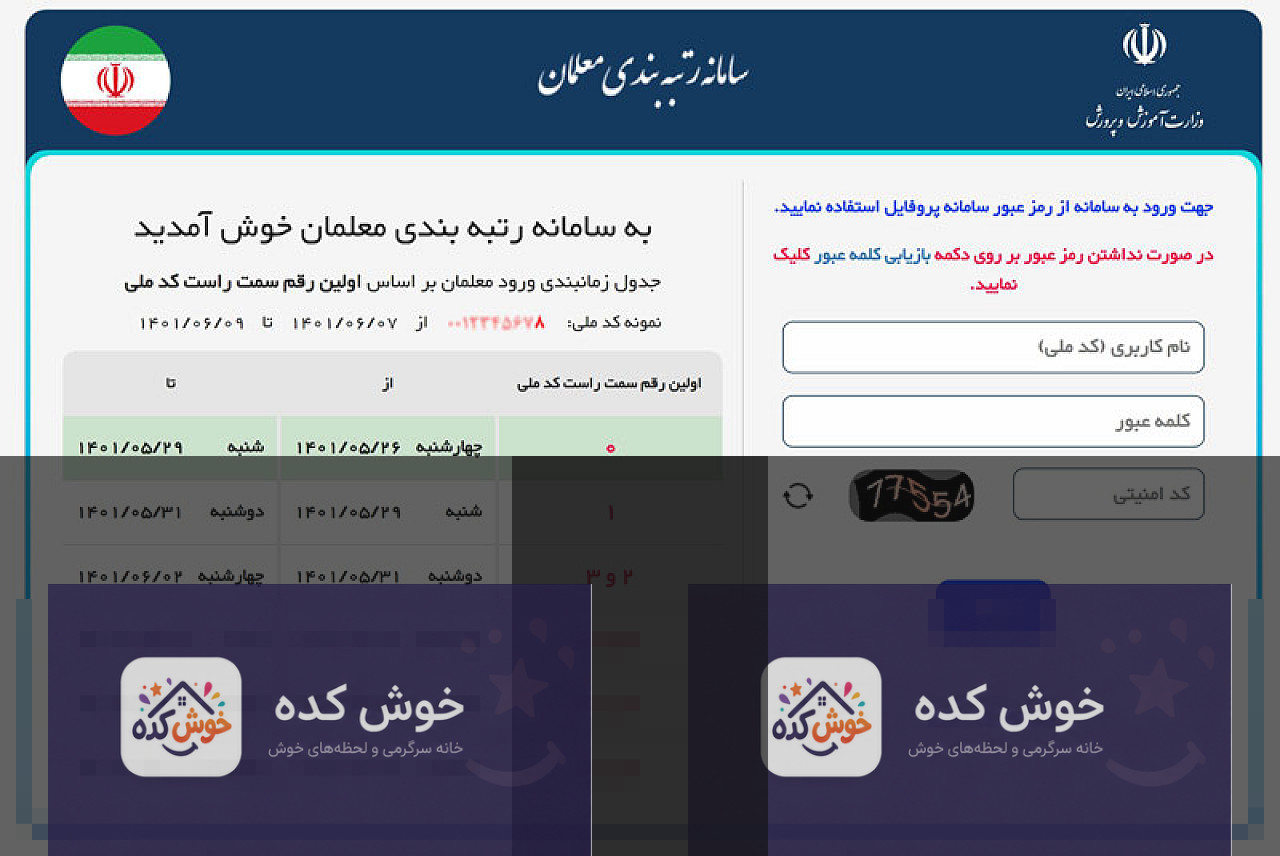 تصویر گرافیکی ورود به سامانه رتبه‌بندی فرهنگیان rtb.medu.ir با عنوان و لوگوی خوش کده