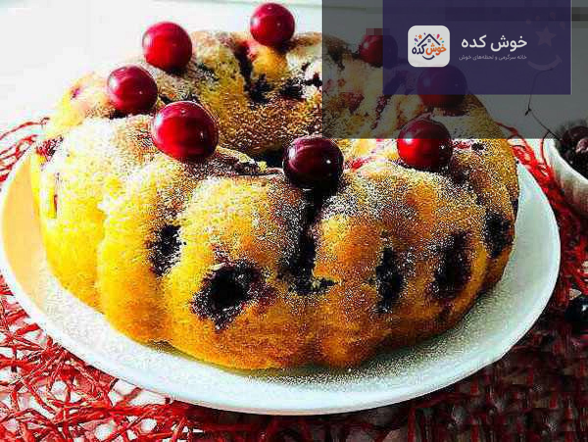 کیک آلبالو با بافت عالی و تزیین پودر قند، مناسب عصرانه تابستانی