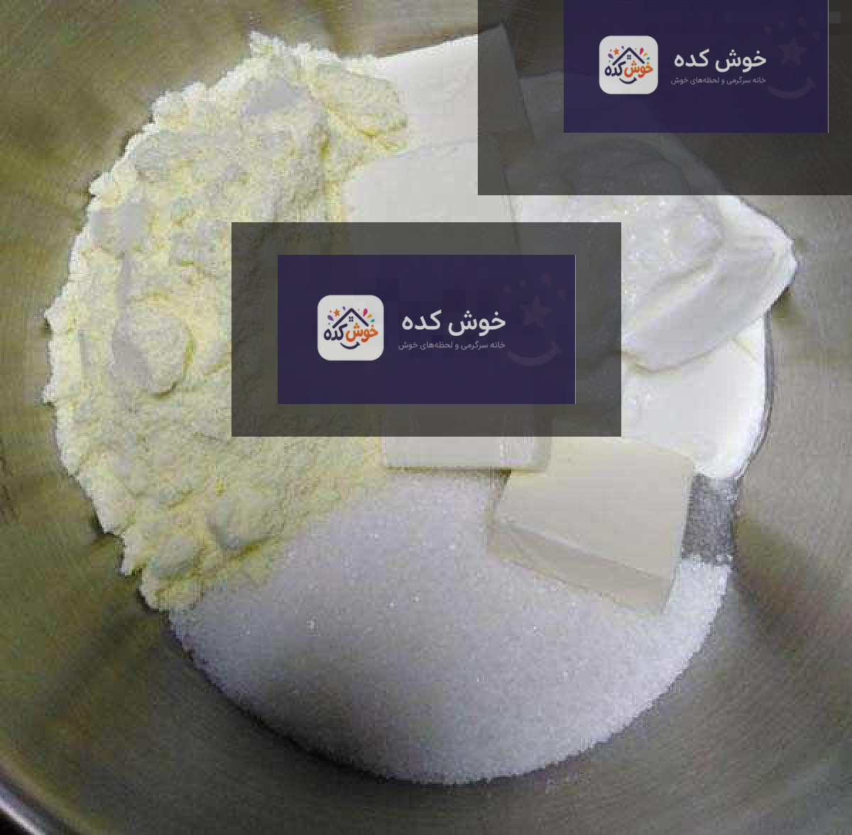نمای نزدیک از بافت داخلی چیز کیک بسبوسه با لایه‌های مشخص کیک و کرم پنیری