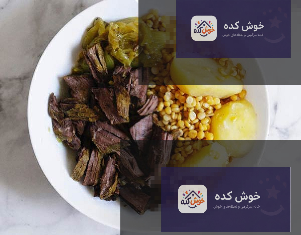 گوشت و لپه و سیب زمینی پخته گوشت و لپه و سیب زمینی پخته