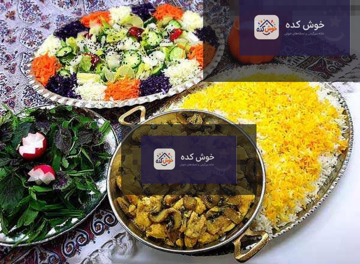 خورش قارچ زعفرانی با سینه مرغ در ظرف سرو، آماده خوردن، تزیین شده با جعفری تازه